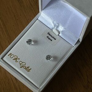 10K Gold Aqua Stud Earrings